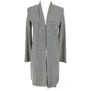 J.Jill Open Front Striped Cardigan B/W Stripes - S